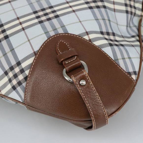 BURBERRY Nova Check Hand Bag Canvas 2way Light Blue Brown Auth 102443 - Picture 12 of 16